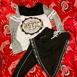 Justice girls long sleeve shirt and leggings size 14/16